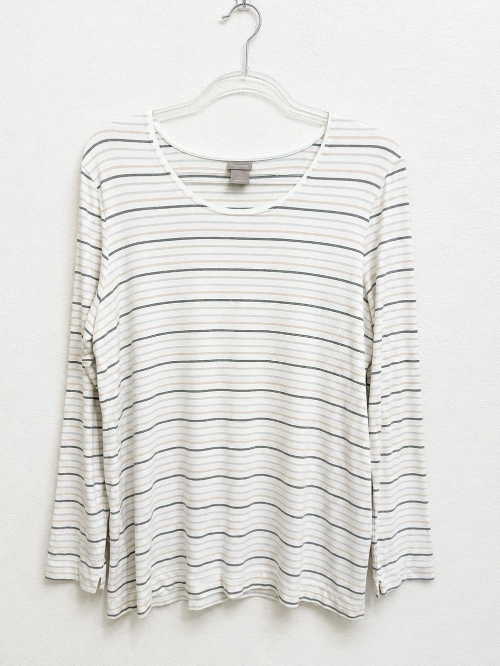 Chico's Long-Sleeve Tee in Metallic Stripe